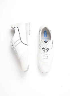 Wolky Yell XW - wit/blauw leer<DAMES Lage Veterschoenen|Sneakers