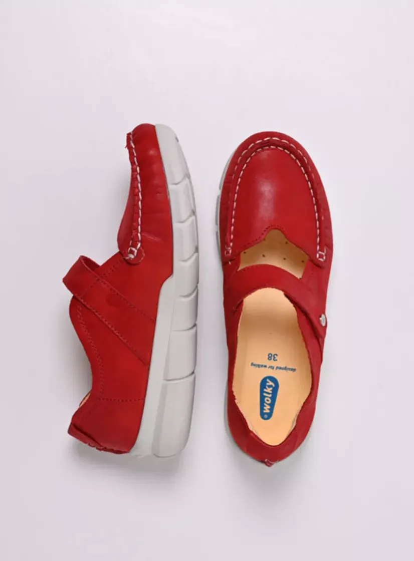 Wolky Yukon - rood effectleer<DAMES Bandschoenen