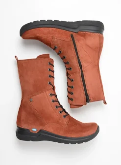 Wolky Zigzag - terra suede<DAMES Hoge Veterschoenen|Veterlaarzen