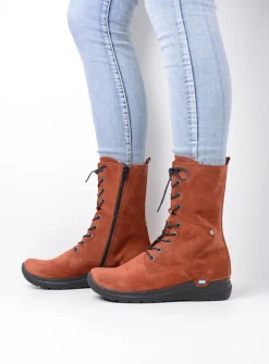 Wolky Zigzag - terra suede<DAMES Hoge Veterschoenen|Veterlaarzen