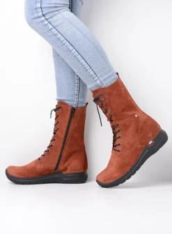 Wolky Zigzag - terra suede<DAMES Hoge Veterschoenen|Veterlaarzen