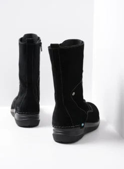Wolky Zigzag - zwart suede<DAMES Hoge Veterschoenen|Veterlaarzen
